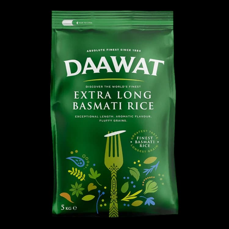 Daawat Basmati Extra Long Rice 5kg (Green Bag)